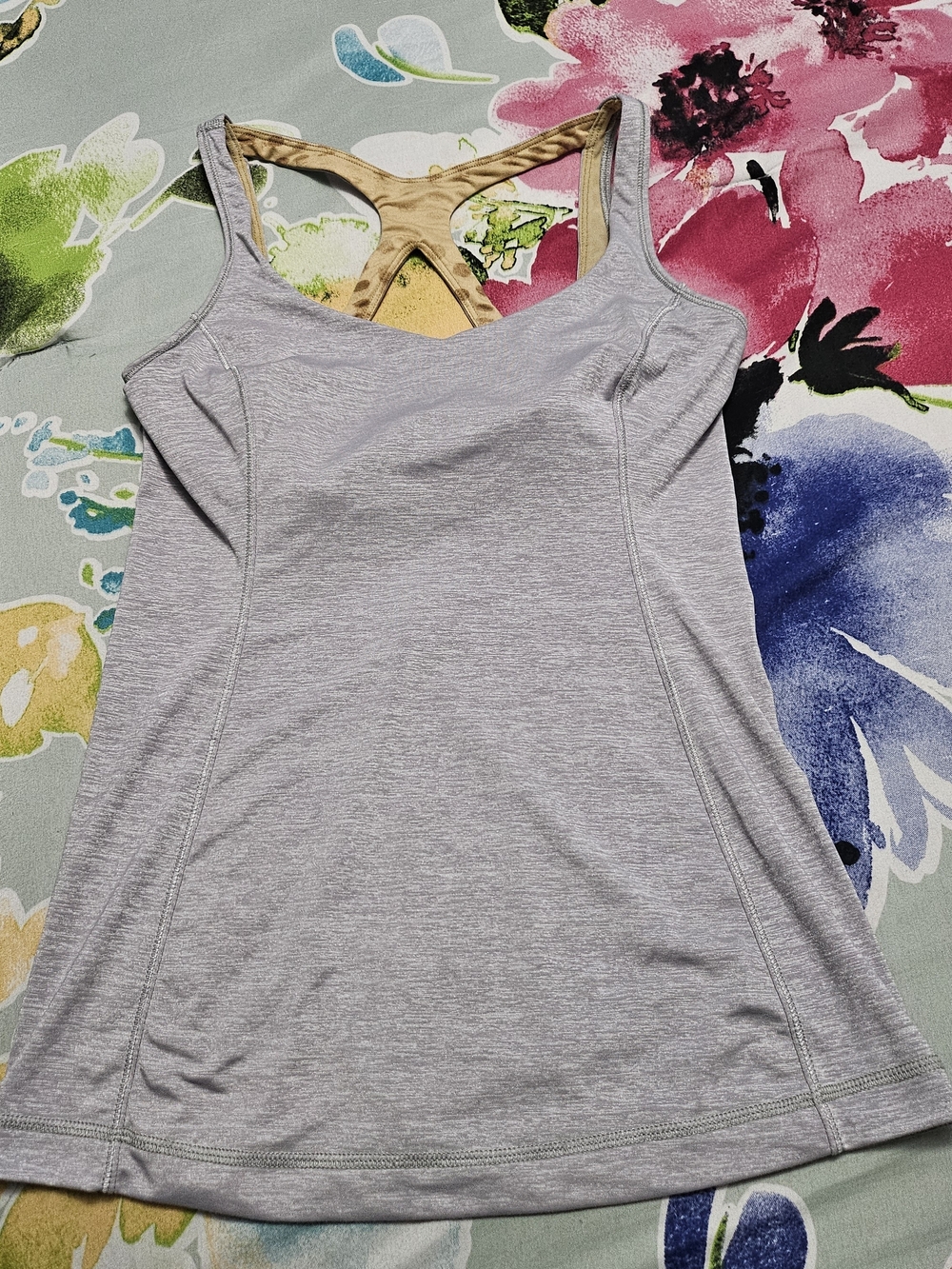 lululemon athletica Light Gray Tank with Tan Racerback